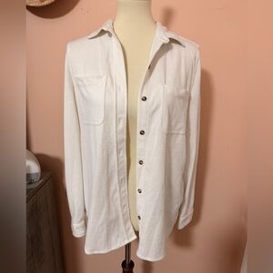 Casa Cabana Women's White Thick Button Down Shirt Sz Small